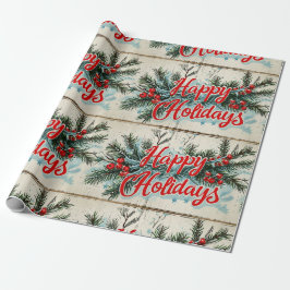 Papel De Regalo Navidad retro vintage: 2 Yuletide de mediados de s