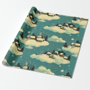 Papel De Regalo Navidad retro vintage: Whimsical Winter Scene