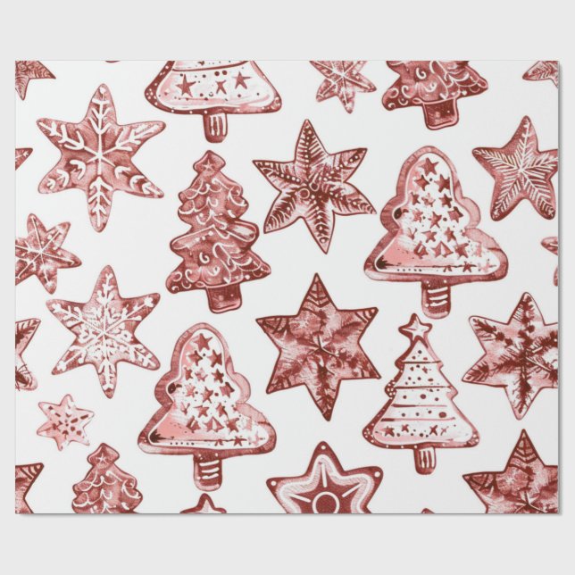 Papel De Regalo Navidad Roja Nostálgica (Superficie plana)