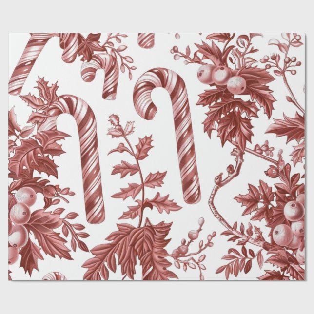 Papel De Regalo Navidad Roja Nostálgica (Superficie plana)
