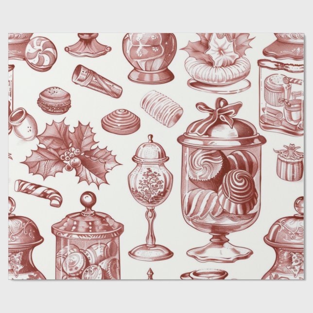 Papel De Regalo Navidad Roja Nostálgica (Superficie plana)