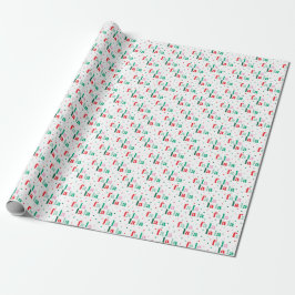Papel De Regalo Navidad Roja Verde Rosa Fa La La La