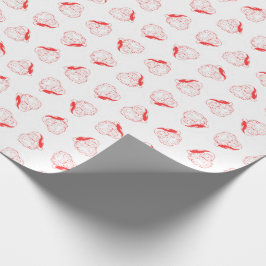 Papel De Regalo Navidad rojo y blanco de Papá Noel alegre