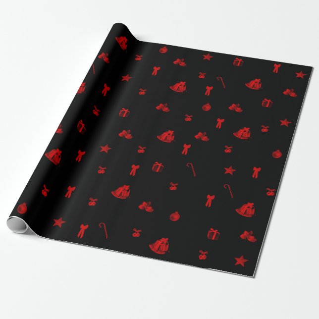 Papel De Regalo Navidad rojo y negro - Navidad (Desenrollado)