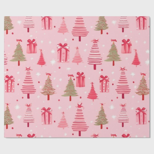 Papel De Regalo Navidad Rosa (Superficie plana)
