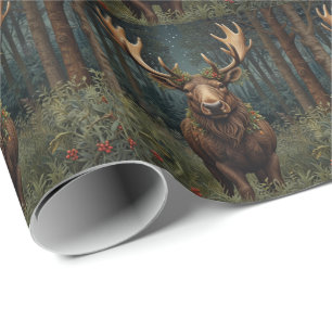 Papel De Regalo Navidad rústica alce ciervo boho bosque forestal