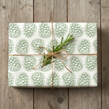 Navidad Rústica Conos de Pino Simples Verde Salvia