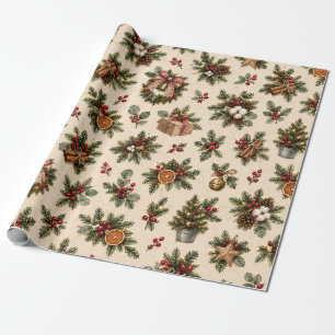 Papel De Regalo Navidad Rústica de Granja