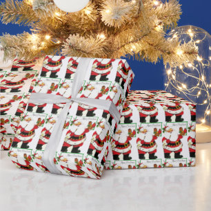 Papel De Regalo Navidad Santa Claus Pintura Caballo Retro