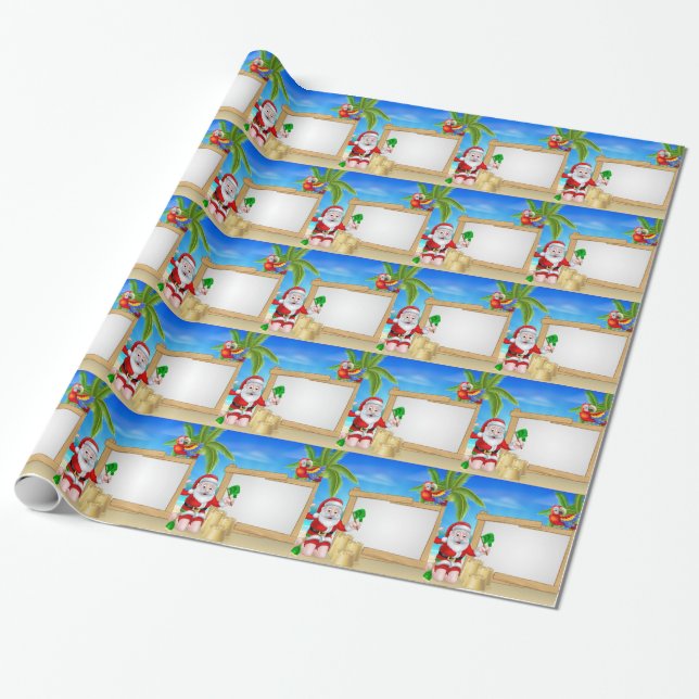 Papel De Regalo Navidad Santa de la playa (Desenrollado)