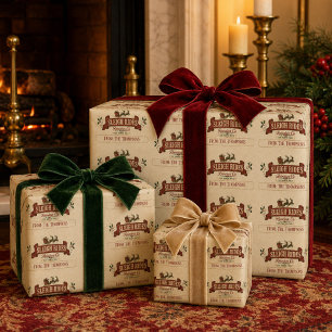 Papel De Regalo Navidad Santa Vintage Trineo Viajes Personalizado