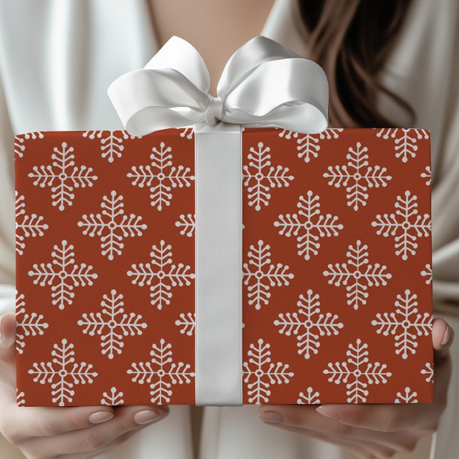 Papel De Regalo Navidad Simple Moderna Copo de Nieve Rojo y Blanco (Subido por el creador)