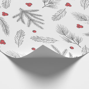 Papel De Regalo Navidad Simple Moderna Rojo, Negro y Blanco
