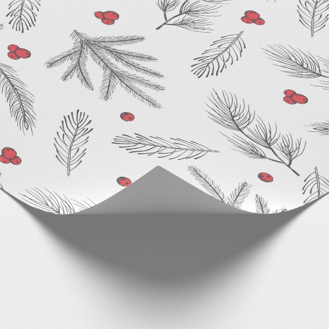 Papel De Regalo Navidad Simple Moderna Rojo, Negro y Blanco (Esquina)