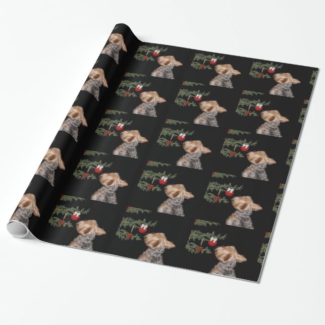 Papel De Regalo Navidad tentado de Yorkie (Desenrollado)