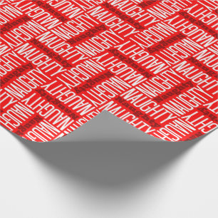 Papel De Regalo Navidad travieso rojo y blanco