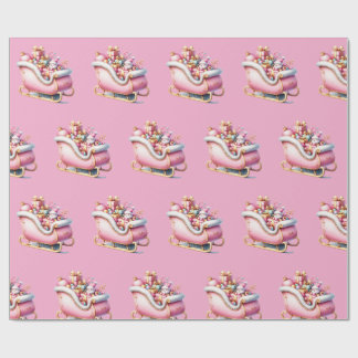 Papel De Regalo Navidad Trineo Rosa Fiesta