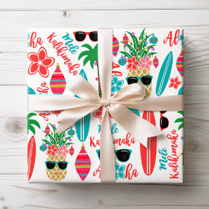 Papel De Regalo Navidad Tropical Hawaiana Mele Kalikimaka