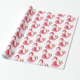 Papel De Regalo Navidad Tropical Santa Flamenco