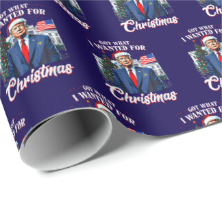 Papel De Regalo Navidad Trump Azul