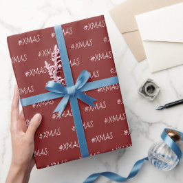 Papel De Regalo Navidad Urbana Burgundy Blanco Patrón