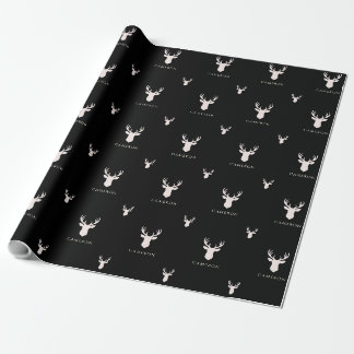 Papel De Regalo Navidad varonil personalizada con nombre negro