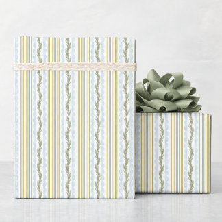 Papel De Regalo Navidad Verde y Azul Claro