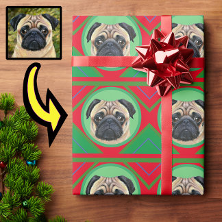 Papel De Regalo Navidad verde y roja con tu foto