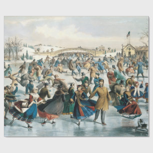 Papel De Regalo Navidad Victoriana Central Park Currier & Ives