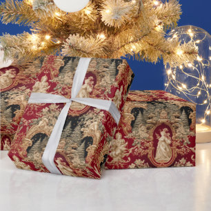 Papel De Regalo Navidad Victoriana Vintage Toile de Jouy