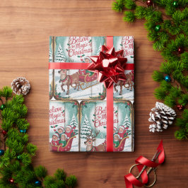 Papel De Regalo Navidad Vintage Believe Holiday Christmas