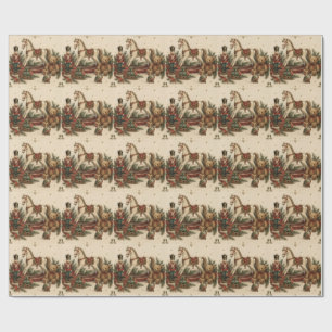 Papel De Regalo Navidad Vintage Elegante, Soldado de Juguete Antig