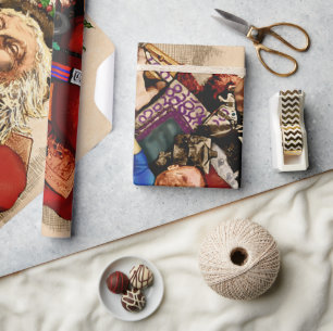 Papel De Regalo Navidad Vintage, juguetes de pipa de Santa Claus v