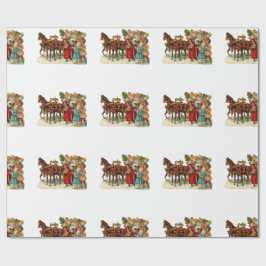 Papel De Regalo Navidad Vintage, Navidad Vintage con Carruaje Tira