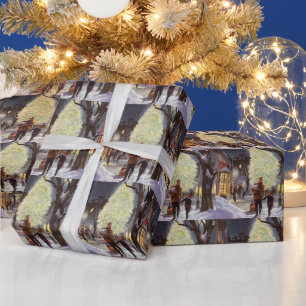Papel De Regalo Navidad Vintage, Padre de compras con los niños