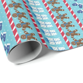 Papel De Regalo Navidad y día de fiesta rayados azules del hombre