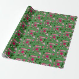 Papel De Regalo Navidades abstractos se moldea en rojo y verde.