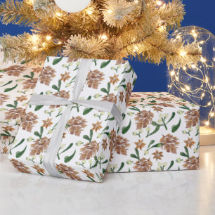 Papel De Regalo Navidades acuarela de bifurcación de tonos de pino
