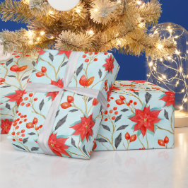 Papel De Regalo Navidades acuarela floral venda fiesta de poinsett