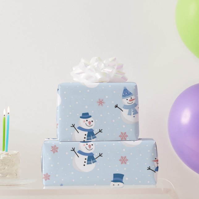 Papel De Regalo Navidades acuarelas adornan arte de Snowman (Regalos de fiesta)