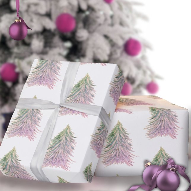 Papel De Regalo Navidades acuarelas de los árboles rosas (Subido por el creador)