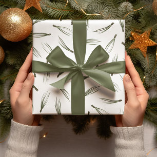 Papel De Regalo Navidades acuarelas de pino verde