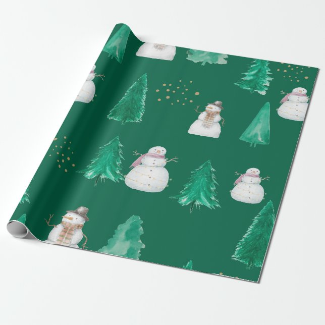 Papel De Regalo Navidades acuáticos abren árboles con muñequera de (Desenrollado)