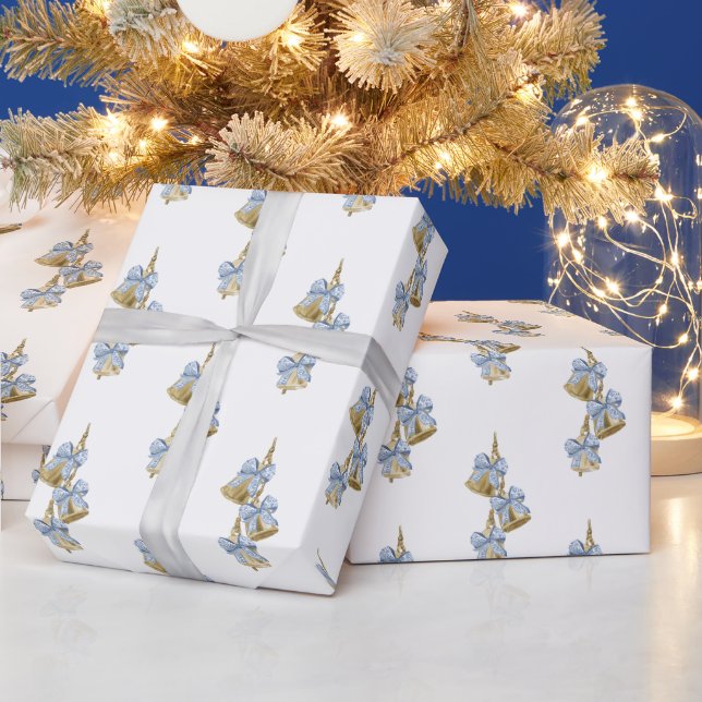 Papel De Regalo Navidades acuáticos Blue Chinoiserie Bow Bells (Vacaciones)
