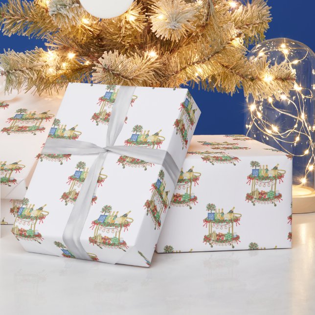 Papel De Regalo Navidades acuáticos Champán Bar Cart (Vacaciones)