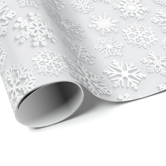 Papel De Regalo Navidades acuáticos de los copos de nieve blancos (Esquina del rollo)