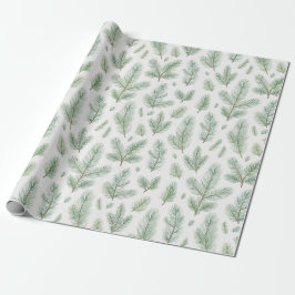 Papel De Regalo Navidades acuáticos modernos hojas de pino