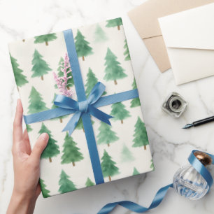 Papel De Regalo Navidades acuáticos modernos pinos sin mar