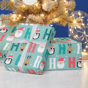 Papel De Regalo Navidades Adorables Ho Ho Ho Ho Santas Y Pingüinos