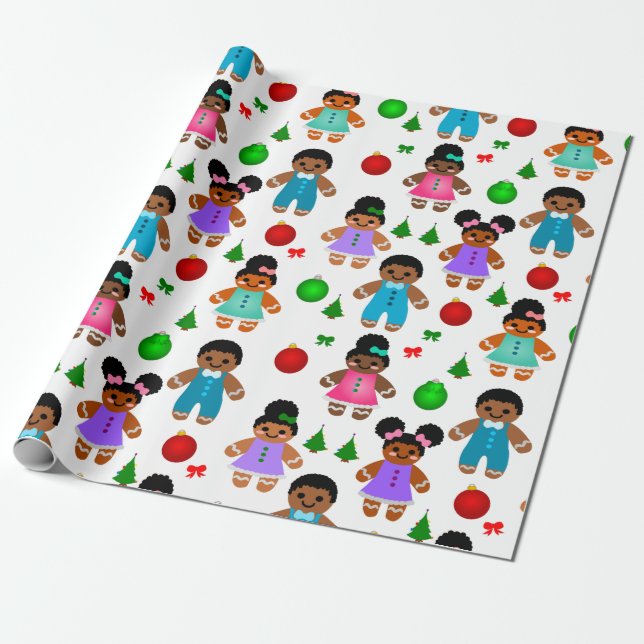 Papel De Regalo Navidades afro-panes niños Chicas (Desenrollado)